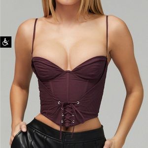 Mistress Rocks Replay Aubergine Lace Up Corset
